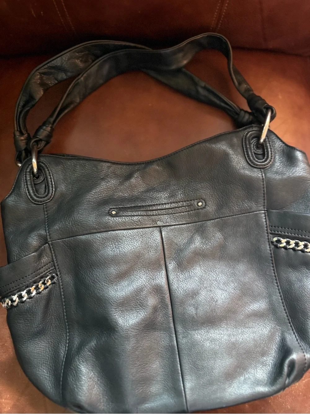 B. Makowsky Alice Black Pebbled Leather Hobo Bag - Like New with Dust Bag
